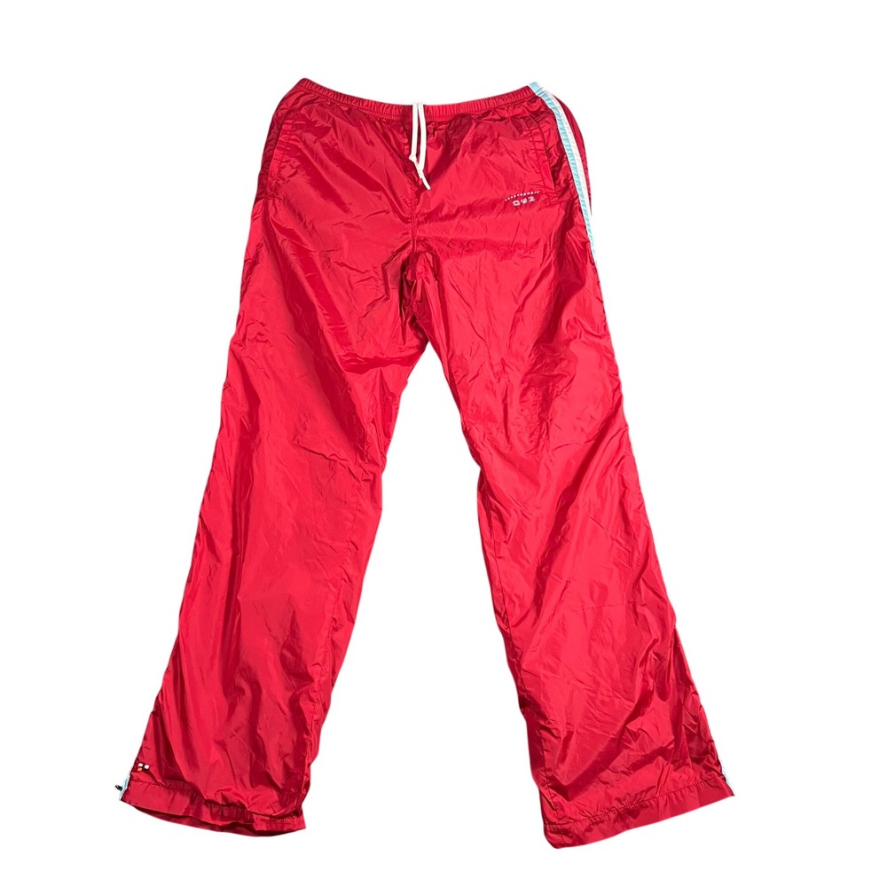 Abercrombie & Fitch Gym Issue Red Nylon Track Pants Mens Small Striped Lining